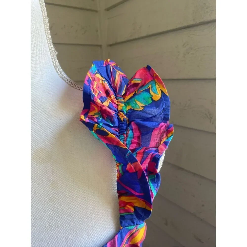 NWT JCrew Floral Tropical Square Neck Midi Dress Blue Size 8 - Picture 9 of 16